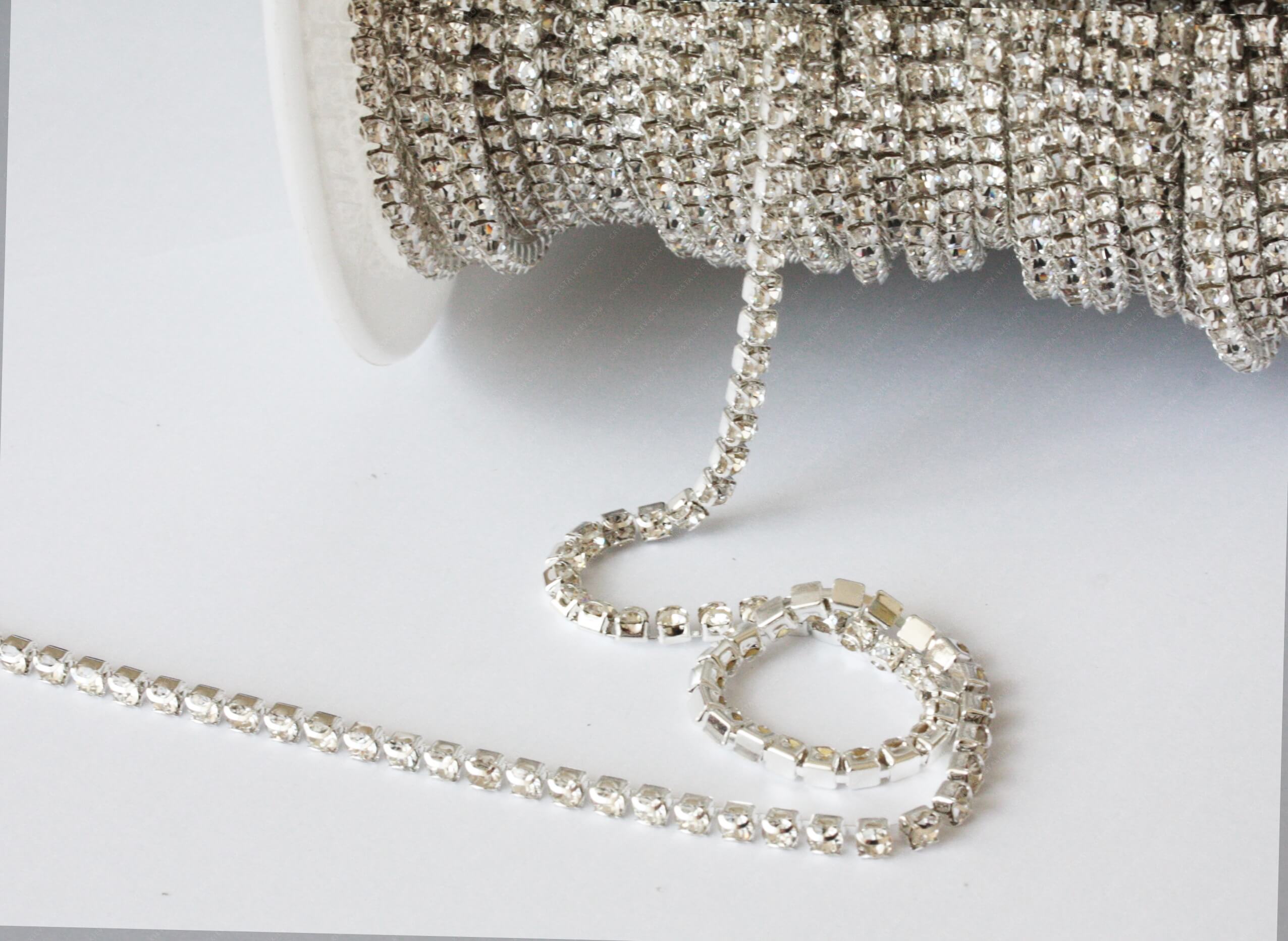 Ланцюжок стразовий Silver + Crystal